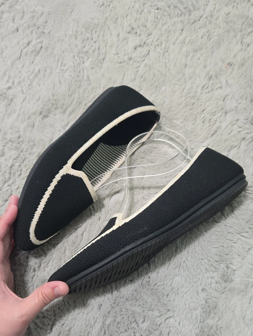 Kelly & Katie black knit pointed slip ons flat shoes size 8.5